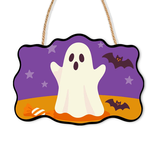 Paint by Numbers - Wooden Door Hanger | Ghost in the Purple Night