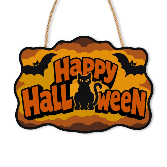 Paint by Numbers - Wooden Door Hanger | Happy Halloween Black Cat
