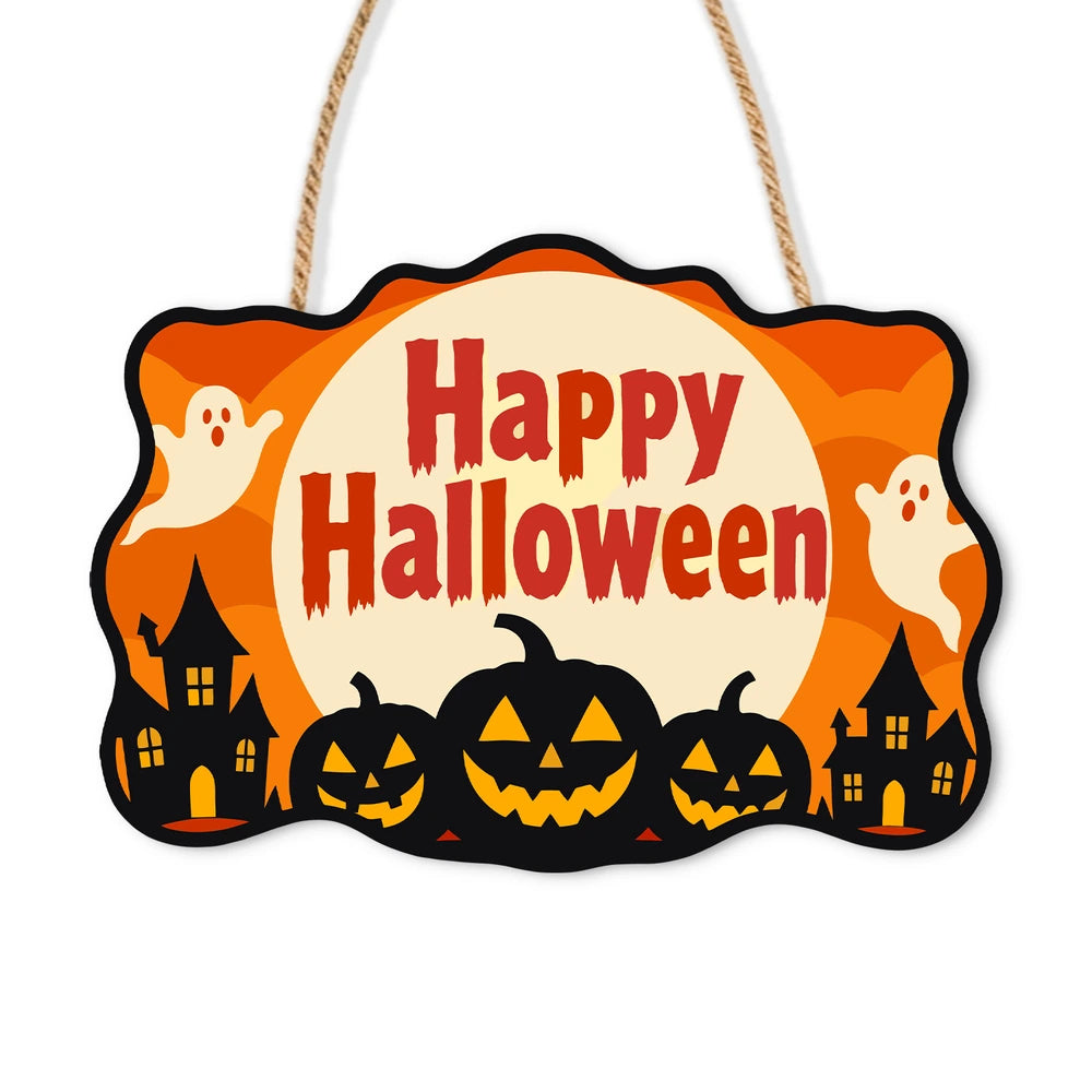 
Paint by Numbers - Wooden Door Hanger | Happy Halloween Ghosts Over the Town