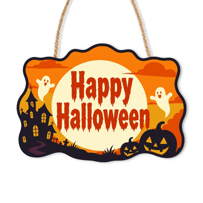 Paint by Numbers - Wooden Door Hanger | Happy Halloween Ghosts in the Moon