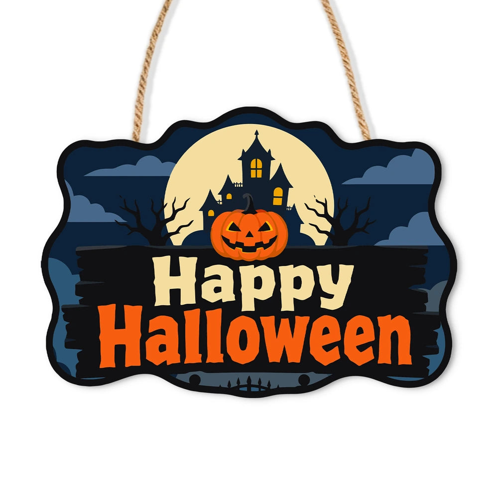 Paint by Numbers - Wooden Door Hanger | Happy Halloween Haunted House Sign