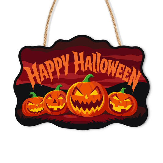 Paint by Numbers - Wooden Door Hanger | Happy Halloween Jack-o'-Lanterns