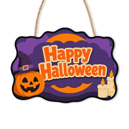 Paint by Numbers - Wooden Door Hanger | Happy Halloween Pumpkin and Candles