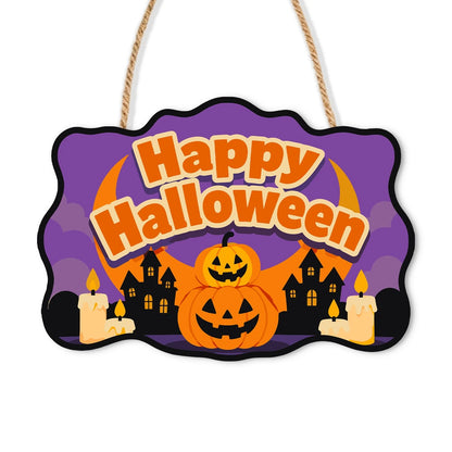 Paint by Numbers - Wooden Door Hanger | Happy Halloween Pumpkins and Haunted Houses