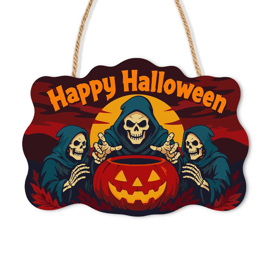 Paint by Numbers - Wooden Door Hanger | Happy Halloween Reapers at the Cauldron