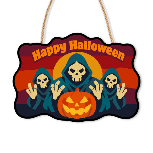 Paint by Numbers - Wooden Door Hanger | Happy Halloween Reapers with a Pumpkin