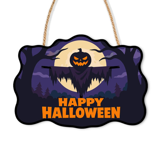Paint by Numbers - Wooden Door Hanger | Happy Halloween Scarecrow Silhouette