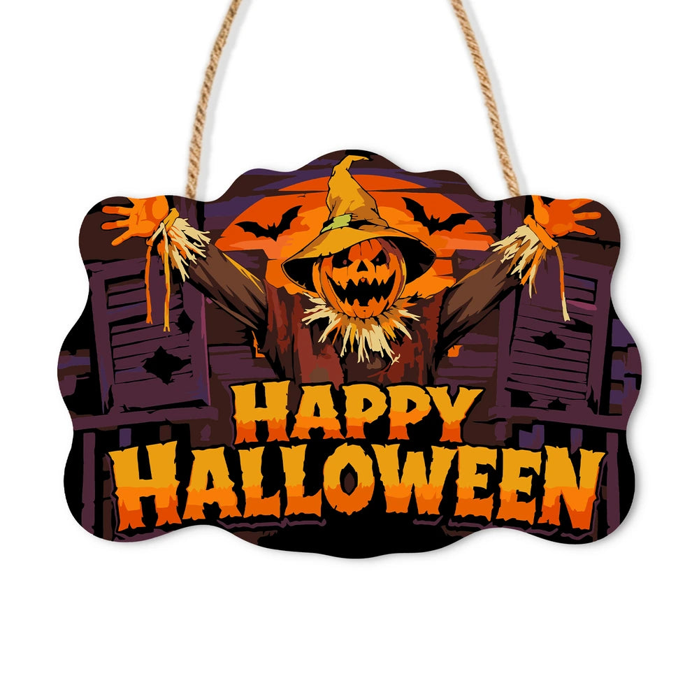 Paint by Numbers - Wooden Door Hanger | Happy Halloween Scarecrow at the Window