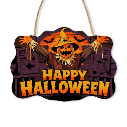 Paint by Numbers - Wooden Door Hanger | Happy Halloween Scarecrow at the Window