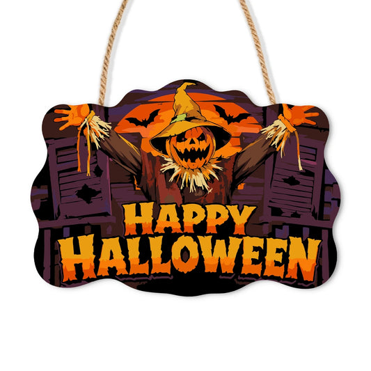 Paint by Numbers - Wooden Door Hanger | Happy Halloween Scarecrow at the Window