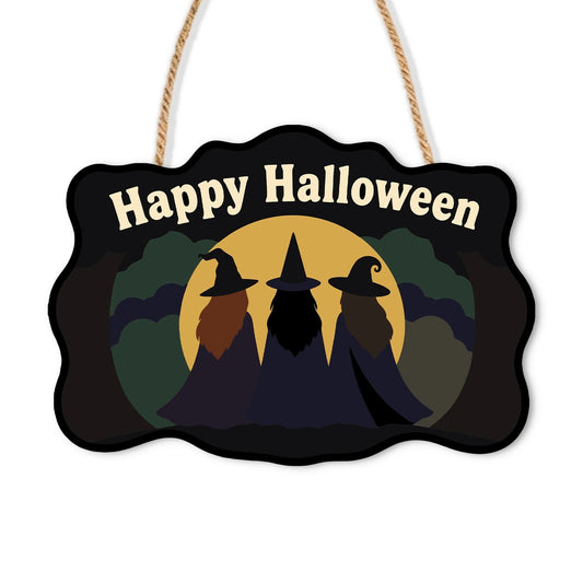 Paint by Numbers - Wooden Door Hanger | Happy Halloween Three Witches