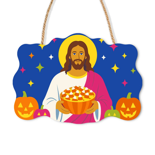 Paint by Numbers - Wooden Door Hanger | Jesus with a Pumpkin Pie
