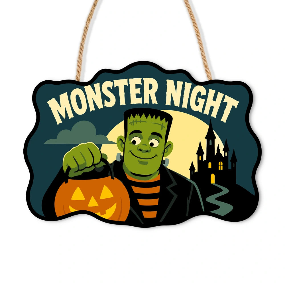 Paint by Numbers - Wooden Door Hanger | Monster Night