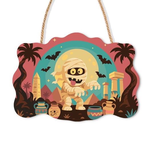 Paint by Numbers - Wooden Door Hanger | Mummy Among the Pyramids
