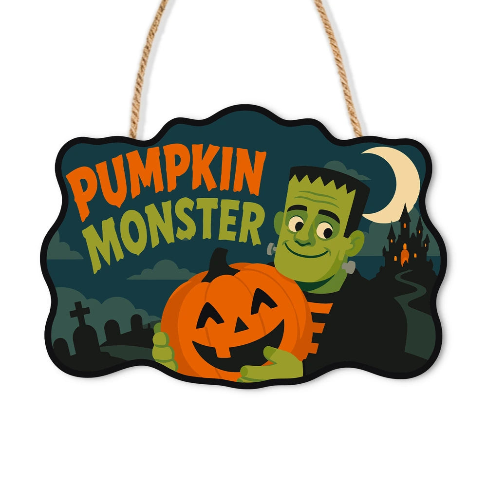 Paint by Numbers - Wooden Door Hanger | Pumpkin Monster