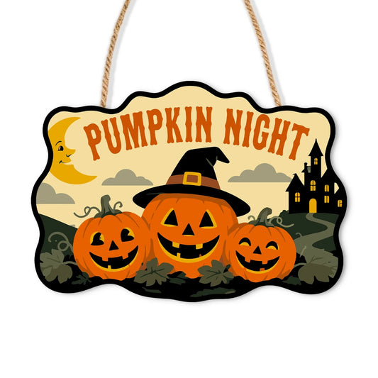 Paint by Numbers - Wooden Door Hanger | Pumpkin Night