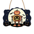 Paint by Numbers - Wooden Door Hanger | Pumpkin Robot Under the Moon