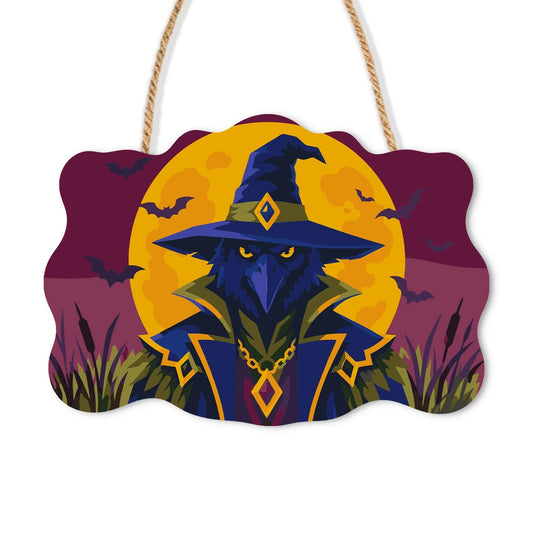 Paint by Numbers - Wooden Door Hanger | Raven Wizard in the Moonlight