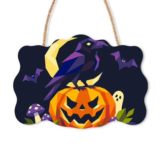 Paint by Numbers - Wooden Door Hanger | Raven on a Jack-o'-Lantern