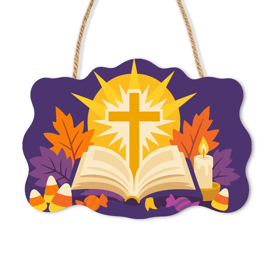 Paint by Numbers - Wooden Door Hanger | Shining Cross Over the Open Bible