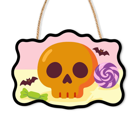 Paint by Numbers - Wooden Door Hanger | Skull with a Lollipop