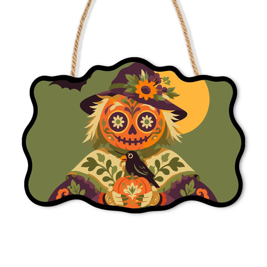 Paint by Numbers - Wooden Door Hanger | Sugar Skull Scarecrow