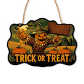 Paint by Numbers - Wooden Door Hanger | Trick or Treat Scarecrow with a Sign