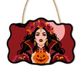 Paint by Numbers - Wooden Door Hanger | Vampire Queen with a Jack-o'-Lantern