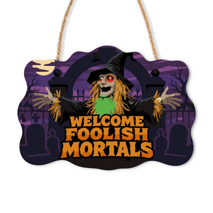 Paint by Numbers - Wooden Door Hanger | Welcome Foolish Mortals Scarecrow