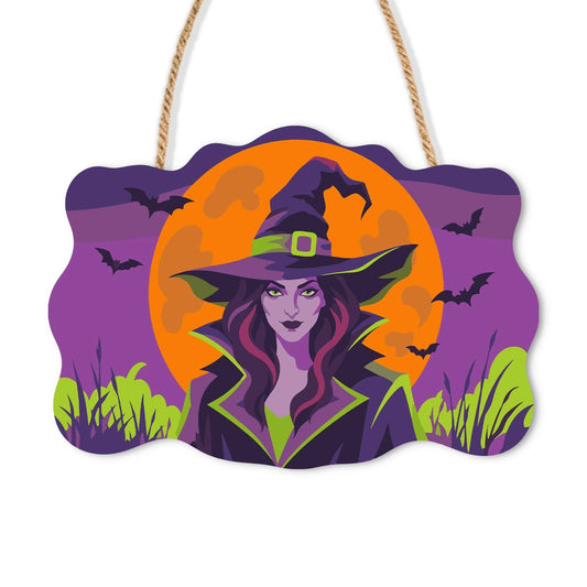 Paint by Numbers - Wooden Door Hanger | Witch in the Orange Moon