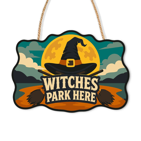 Paint by Numbers - Wooden Door Hanger | Witches Park Here