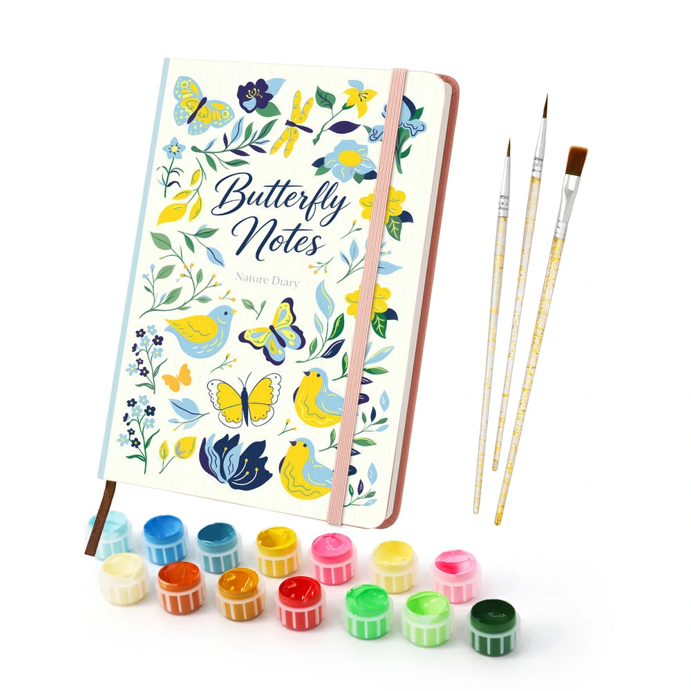 
Paint by Numbers Hardcover Journal Notebook - Butterfly Notes with Bluebirds