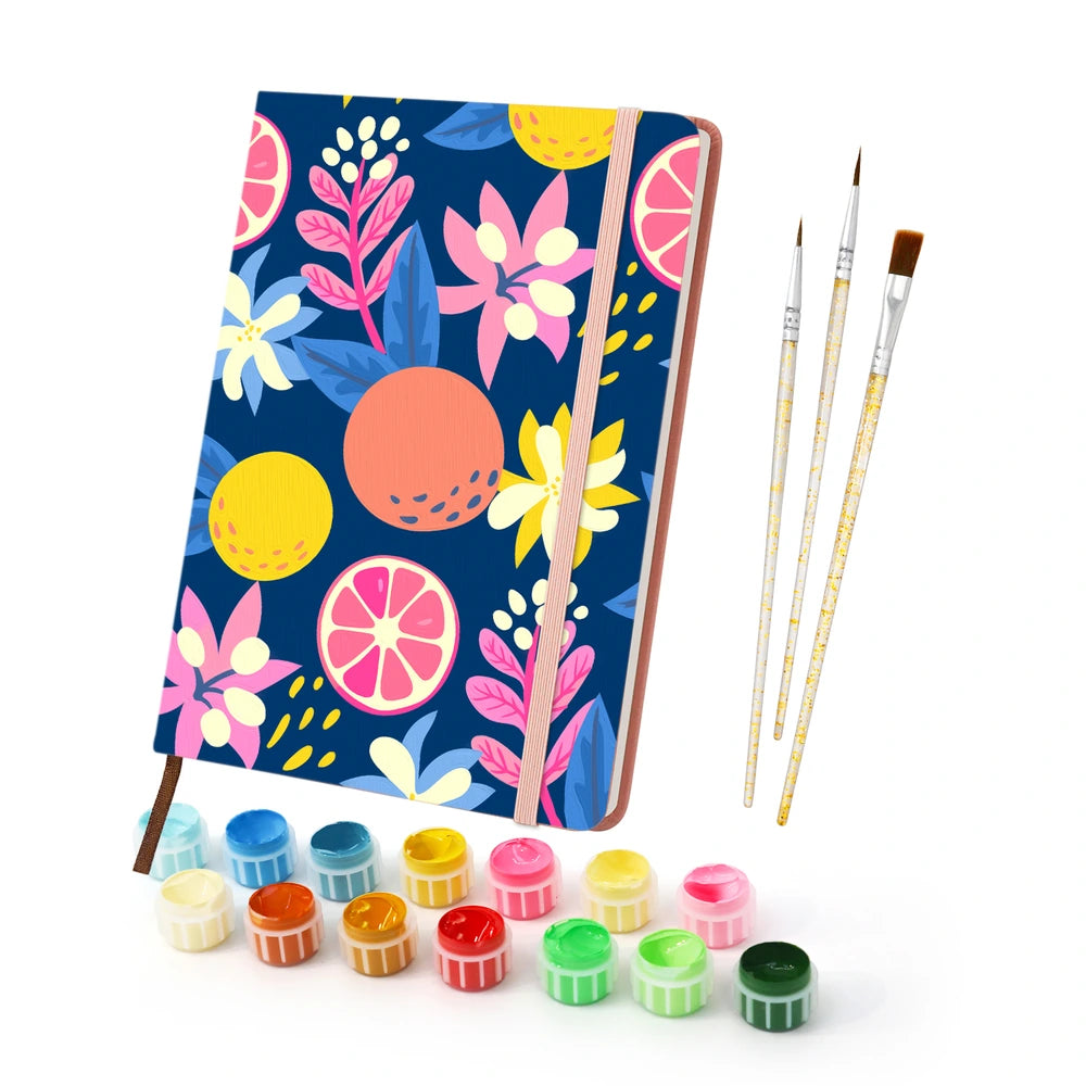 
Paint by Numbers Hardcover Journal Notebook - Citrus Slices on Navy