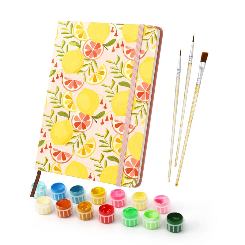 Paint by Numbers Hardcover Journal Notebook - Lemon Grove Pattern