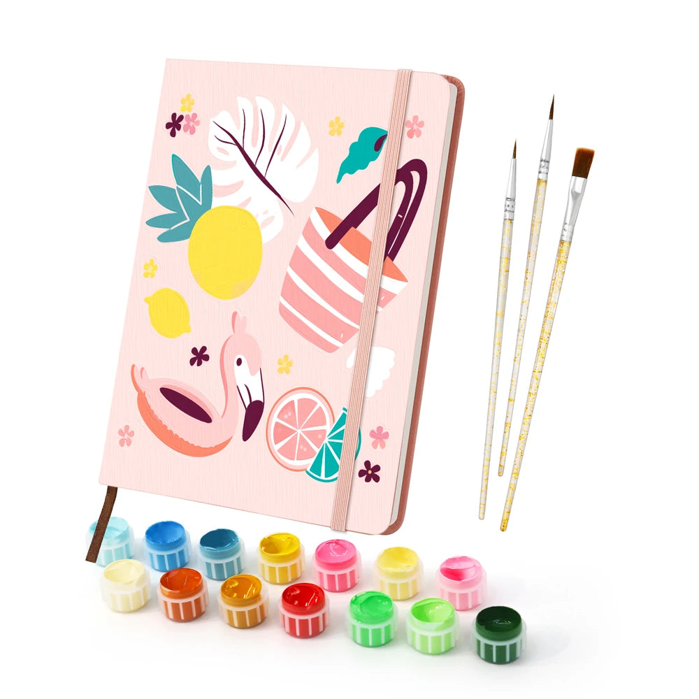 
Paint by Numbers Hardcover Journal Notebook - Pink Summer Pool Party