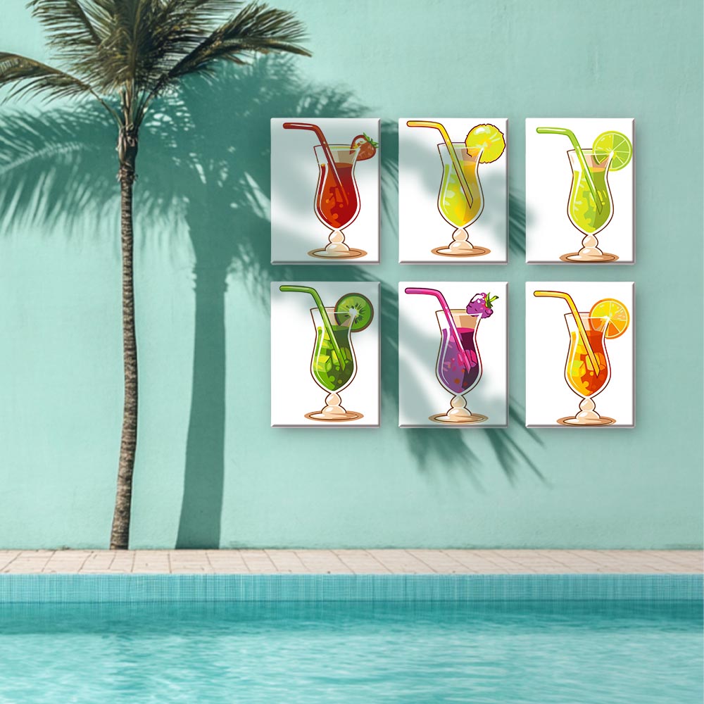 Paint by Numbers – 6 Mini Paintings | Exotic Cocktail Glasses Set