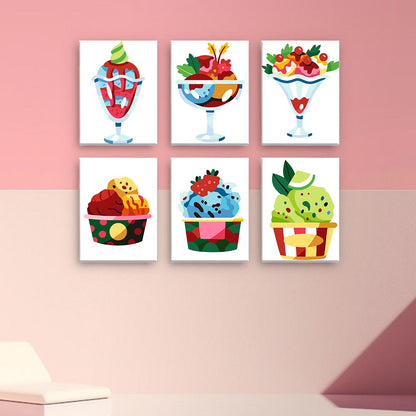 Paint by Numbers – 6 Mini Paintings | Colorful Ice Cream Delights Set