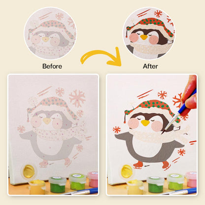 Paint by Numbers – 6 Mini Paintings | Christmas Penguins Set