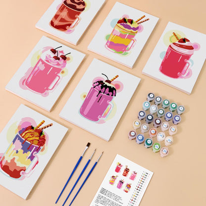 Paint by Numbers – 6 Mini Paintings | Milkshake Set 2