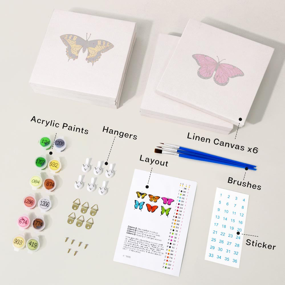 Paint by Numbers – 6 Mini Paintings | Butterfly Collection