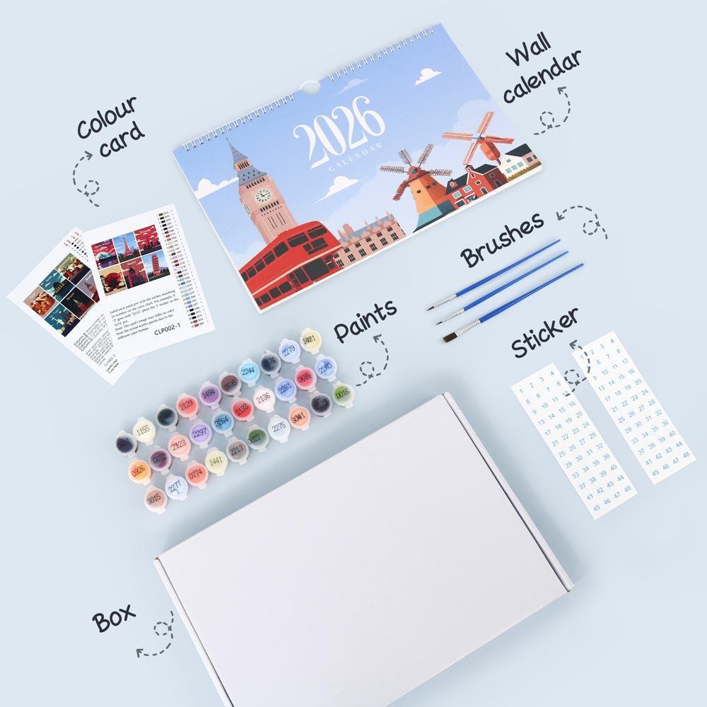 Paint by Numbers - 2026 Wall Calendar - World Landmarks Edition