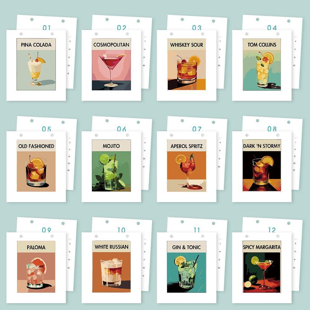 Paint by Numbers - 2026 Desk Calendar - Classic Cocktails