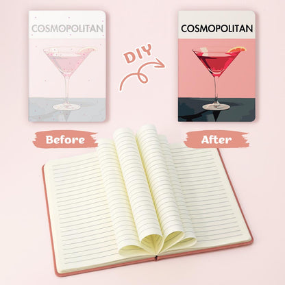 Paint by Numbers Hardcover Journal Notebook - Cosmopolitan Cocktail