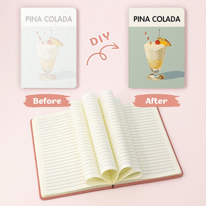 Paint by Numbers Hardcover Journal Notebook - Pina Colada Cocktail