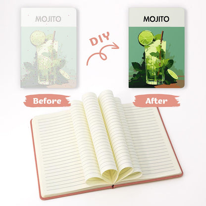 Paint by Numbers Hardcover Journal Notebook - Mojito Cocktail