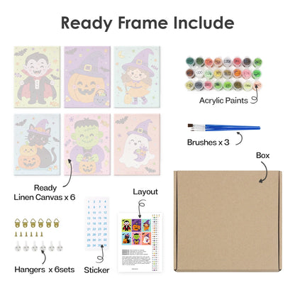 Paint by Numbers – 6 Mini Paintings | Colorful Costume Kids Set