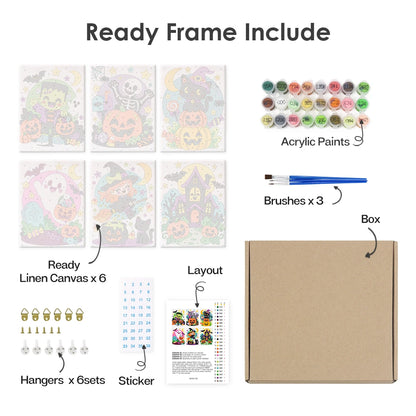 Paint by Numbers – 6 Mini Paintings | Halloween Party Pals Set