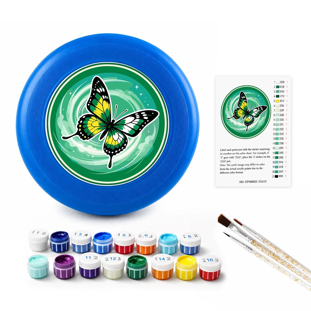
Paint by Numbers - Frisbee | Butterfly on Green Swirl