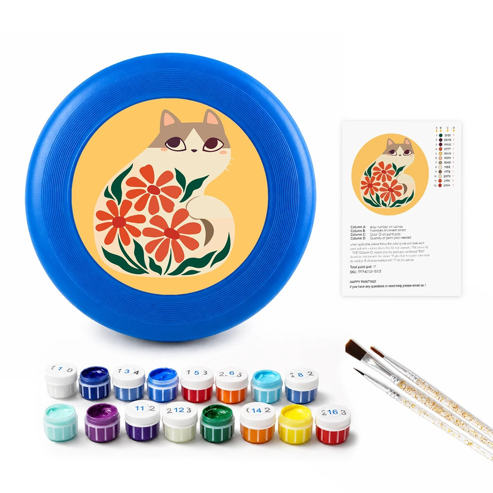 Paint by Numbers - Frisbee | Cat Among Red Flowers