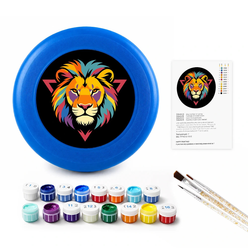 
Paint by Numbers - Frisbee | Colorful Lion Emblem